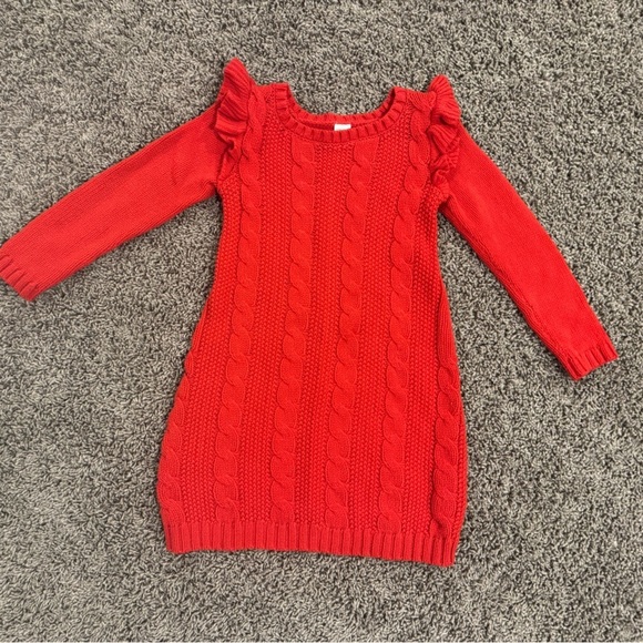 Carter's Other - Girls Carter’s Red Cable Knit Dress with Ruffle Sleeves, size 5